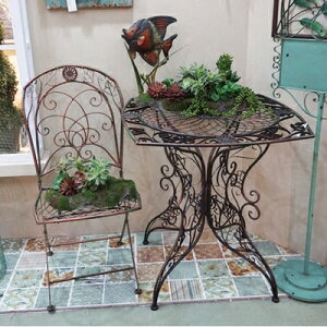 美式鄉村做舊鐵藝戶外桌椅套裝 花園庭院店鋪裝飾桌椅1入