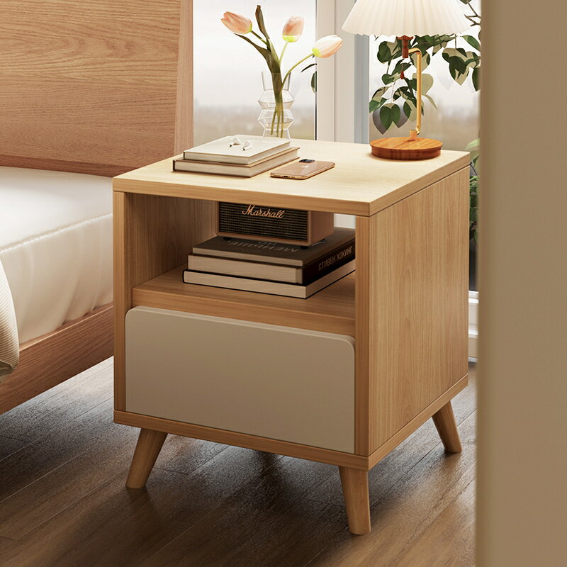 床頭柜臥室簡約現代簡易收納柜小型床尾儲物柜家用實木質床邊柜子/床頭櫃/儲物櫃/收納櫃/置物櫃/小櫃子/邊櫃/櫃子