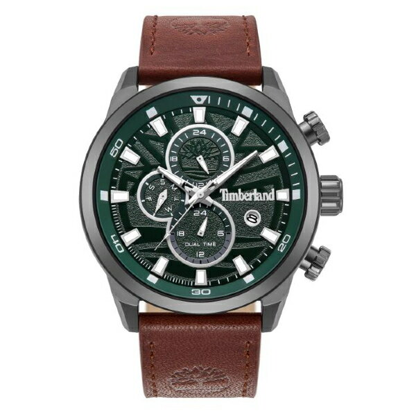 Timberland 天柏嵐 TDWGF0055601 三眼多功能兩地時間指標腕錶 皮帶 灰x綠 46mm｜樂天全館特惠中★指定刷卡回饋10%