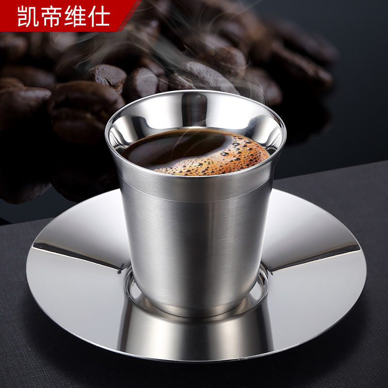 [臺灣公司貨 可開發票]304不銹鋼咖啡杯 歐式小奢華網紅ins風雙層隔熱防燙杯子茶杯酒杯