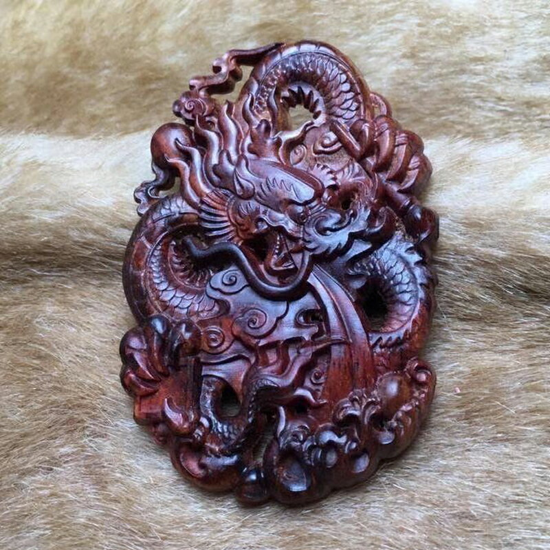 海南黃花梨木飛龍在天掛件紅木動物十二生肖手把件吊墜項鏈龍掛墜