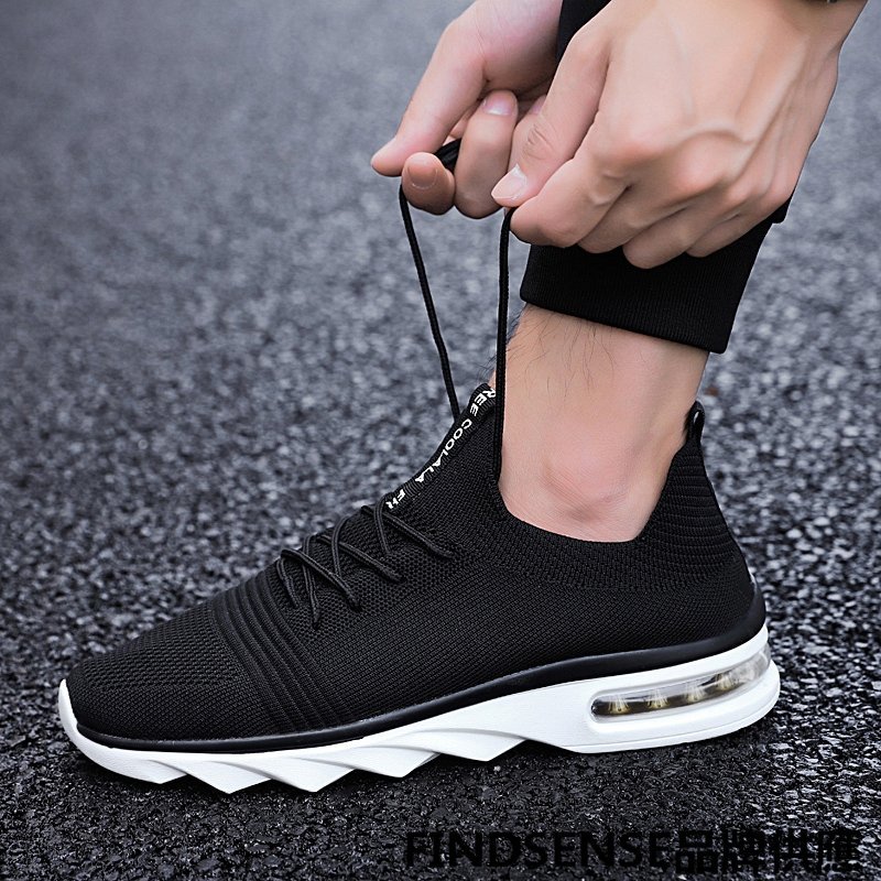 FINDSENSE品牌 四季款 新款 日本 男 高品質 簡約 飛織 一腳蹬氣墊鞋 舒適透氣 時尚 運動休閒鞋 潮流鞋子