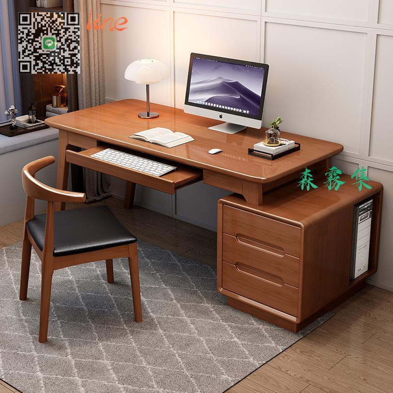 #書桌##書柜#可伸縮 實木 書桌 書柜 組合 學生 電腦桌 家用 辦公桌 臥室 書房學習寫字桌