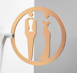鋁合金圓形 側掛款3D鏤空雕刻標牌 洗手間標誌 男廁 女廁 洗手間 男女廁 金屬質感 四款可選 兩種規格