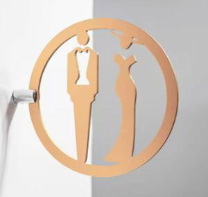 鋁合金圓形 側掛款3D鏤空雕刻標牌 洗手間標誌 男廁 女廁 洗手間 男女廁 金屬質感 四款可選 兩種規格