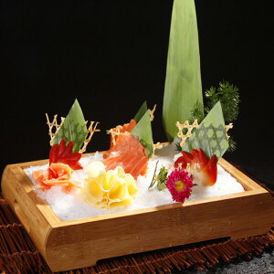 長方形盤日韓料理壽司刺身冰盤用具海鮮盛器盛臺竹制壽司盤料理盒