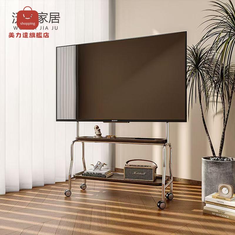 免運 支架 電視機支架 ins風電視掛架移動不銹鋼帶輪移動式客廳臥室32簡約75通用掛架 可開發票 全館五折 工廠現貨直銷 新品特價 d9042