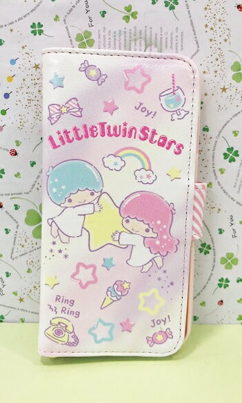 【震撼精品百貨】Little Twin Stars KiKi&LaLa 雙子星小天使 IPONE 7摺疊手機套-粉#40439 震撼日式精品百貨