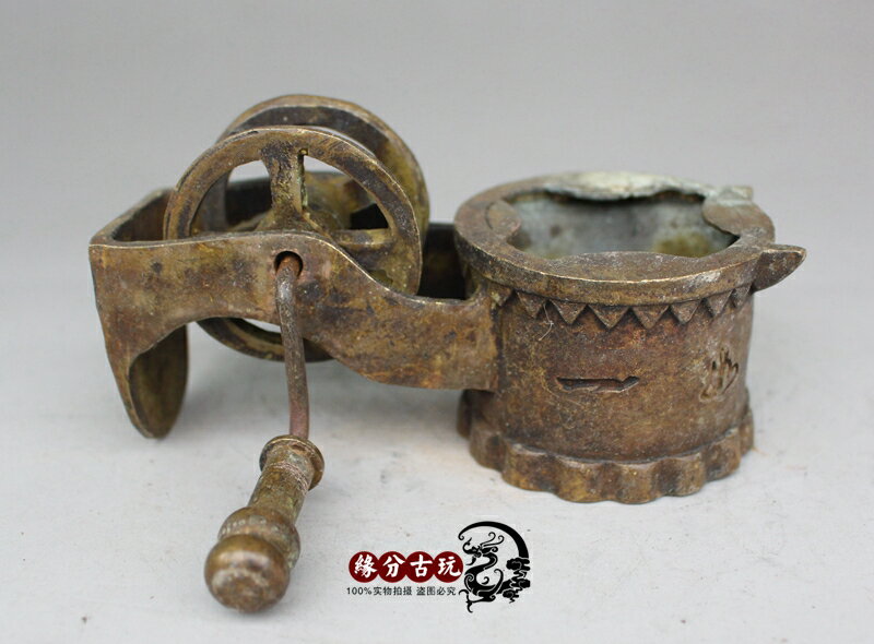 古玩雜項 仿古純銅墨斗擺件線墨古代木工用品裝飾工藝禮品收藏品1入