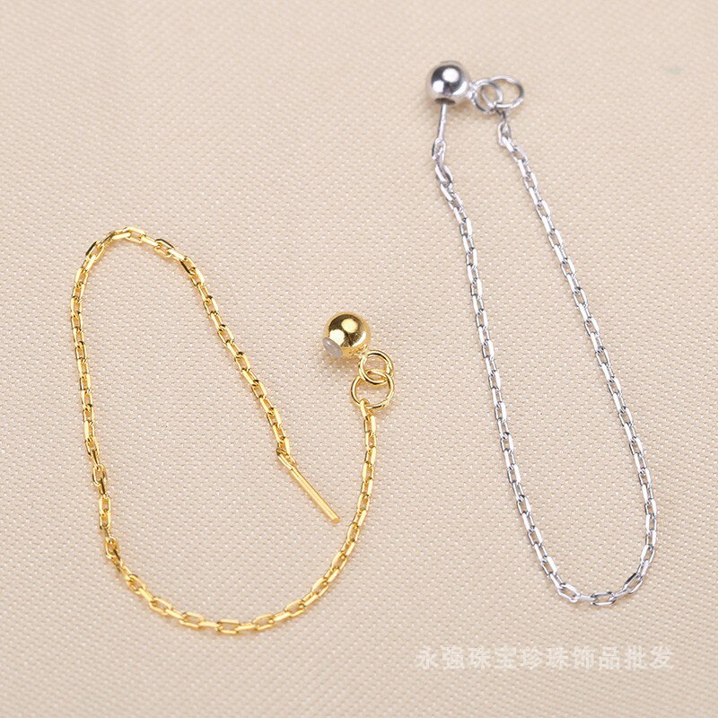 DIY配件 S925純銀多功能鏈 戒指空托穿心鏈 珍珠可調節用指環配飾