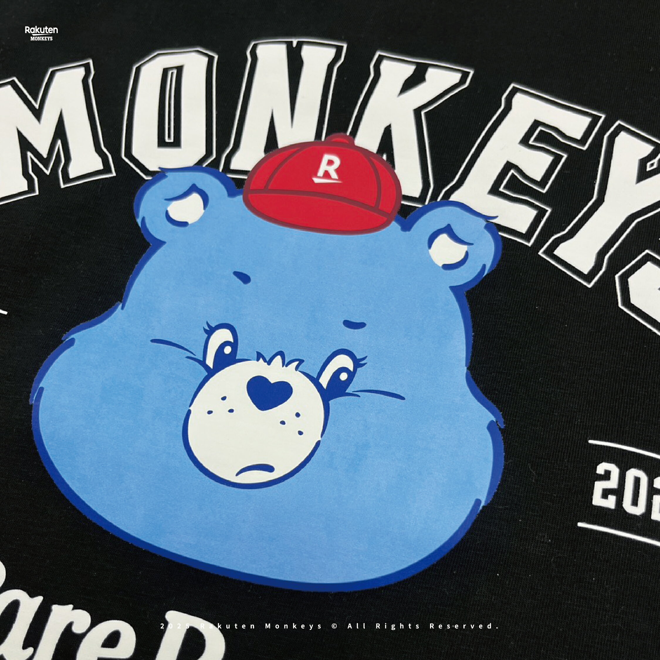 Rakuten Monkeys × Care Bears™ - Grumpy Bear寬版短T(黑) 2