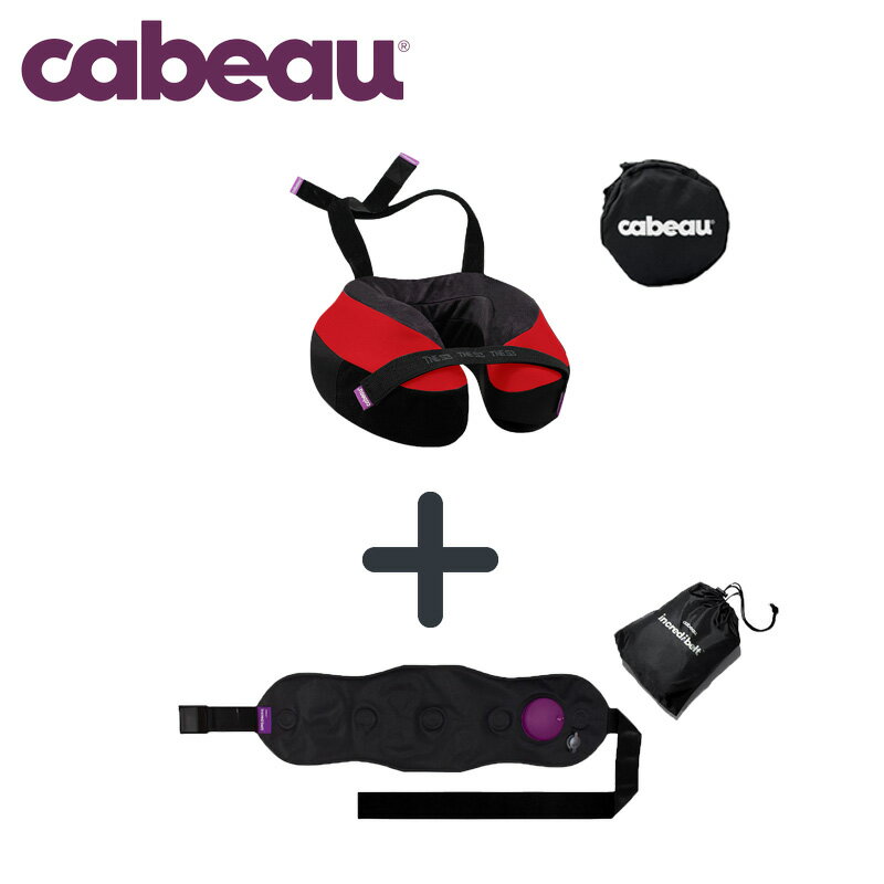 【台灣公司貨享一年保固】Cabeau原廠 S3/TNE頸枕-倫敦紅+腰靠 旅行用頸枕含收納袋.U形枕