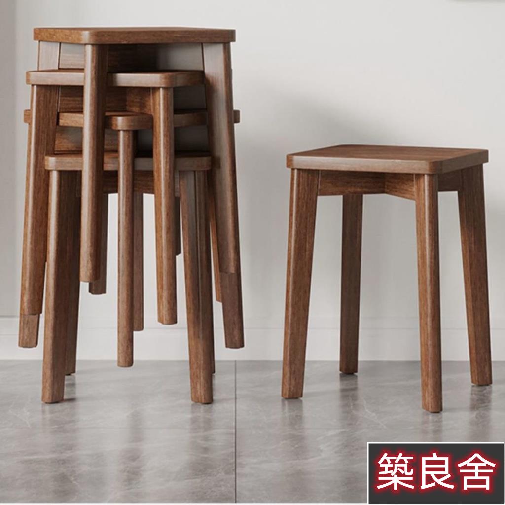 【實木椅】可疊放實木凳子傢用高方凳客廳軟包餐凳木頭小闆凳餐桌備用凳疊摞工作椅 辦公椅 椅子 電腦椅 化妝椅 木椅