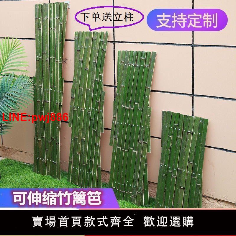 {臺灣公司 可開發票}伸縮竹片籬笆戶外園藝庭院菜園花園圍墻柵欄立柱爬藤架裝飾竹護欄
