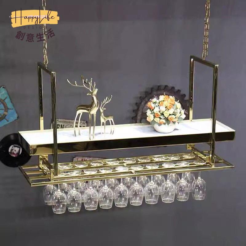 工廠現貨 免運 附發票 酒架 壁掛酒杯架 倒掛架 紅酒杯架 不銹鋼輕奢吧臺酒架懸掛置物架吊架紅酒杯架倒掛家用創意高腳杯架新店開業/售後保障 c12