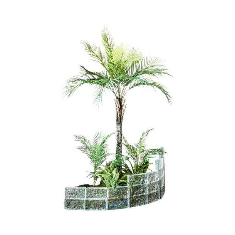人造花 仿真植物 模擬樹 模擬綠植 模擬擺飾 模擬綠植造景微景觀水晶磚針葵假樹角落軟裝簡約風輕奢盆栽137S 快速出貨