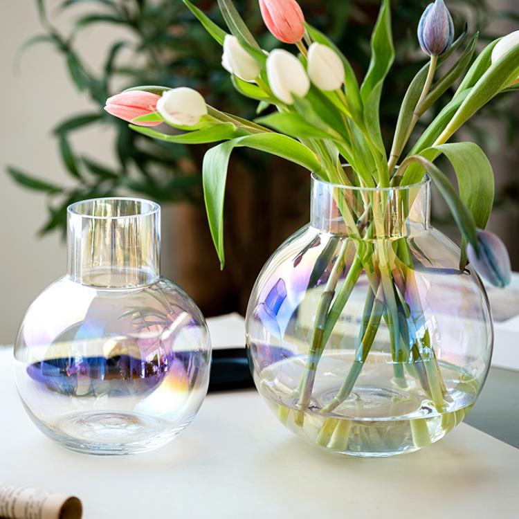 北歐ins風簡約創意玻璃花瓶透明水培鮮花干花插花瓶家用桌面擺件