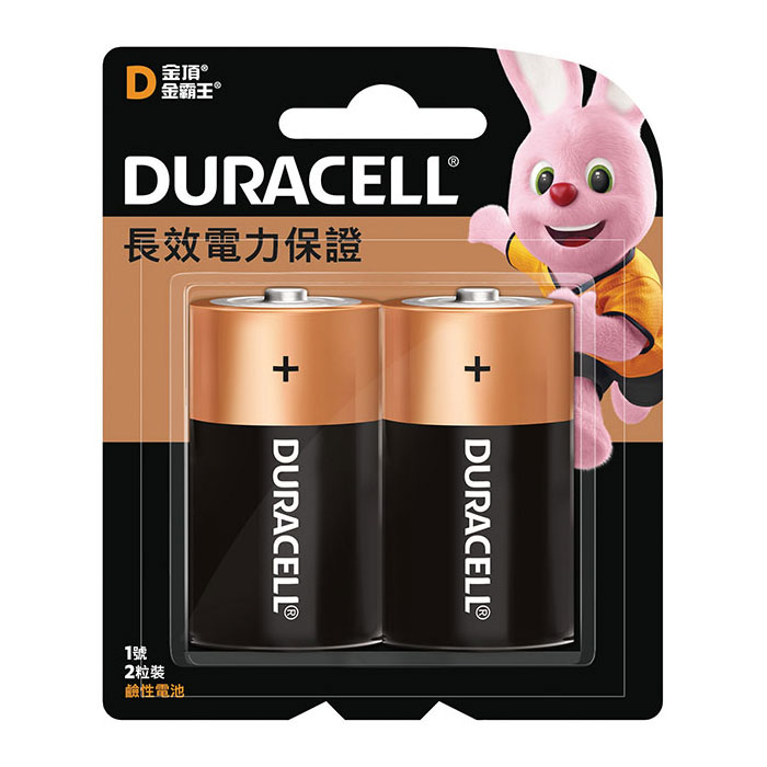 DURACELL 金頂 1號 D 鹼性電池 2顆入 /卡