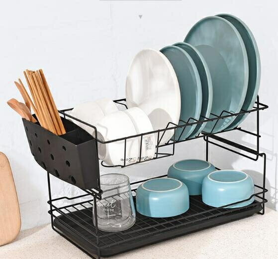 瀝水架 碗碟架瀝水架雙層廚房用品碗盤餐具置物架家用放碗筷收納盒瀝碗架