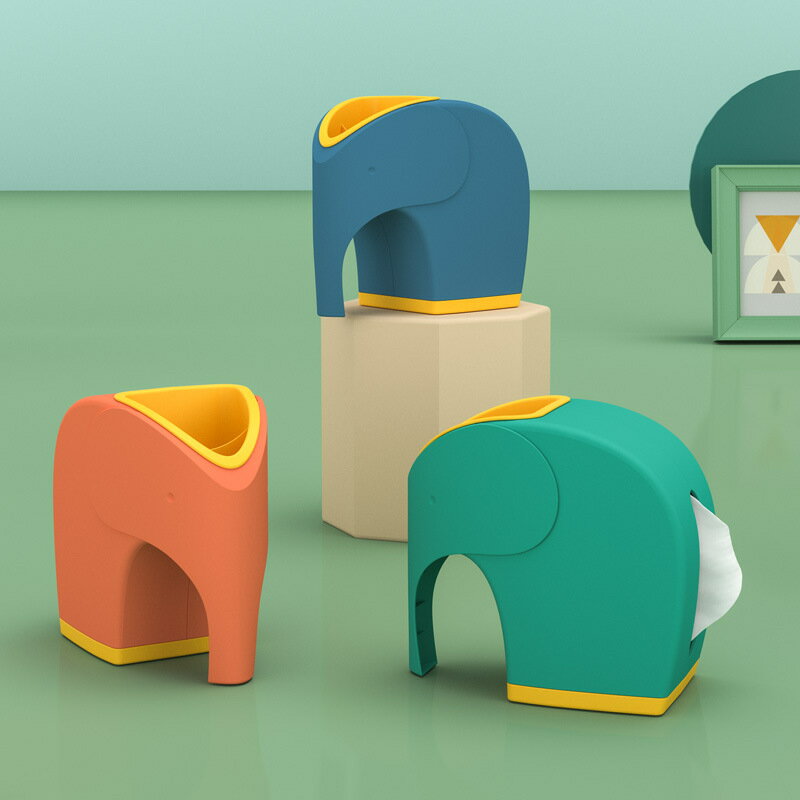 新款創意莫蘭迪色大象紙巾盒多功能塑料抽紙盒桌面客廳茶幾收納盒