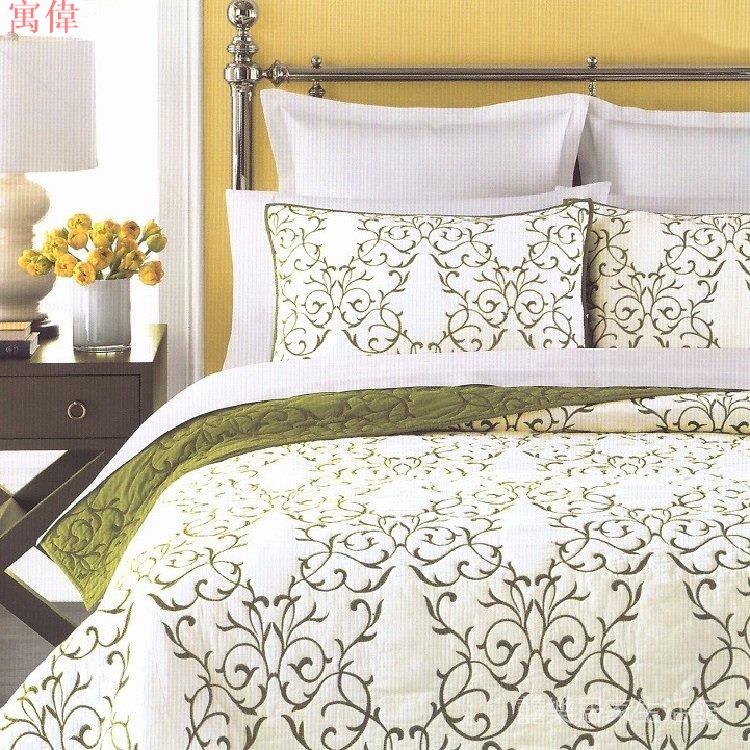 免運 歐式純棉繡花絎縫被三件組 美式床蓋 衍縫加棉床單 夏涼被 空調毯 空調被 涼被 被子 床蓋 床單 被單 居家