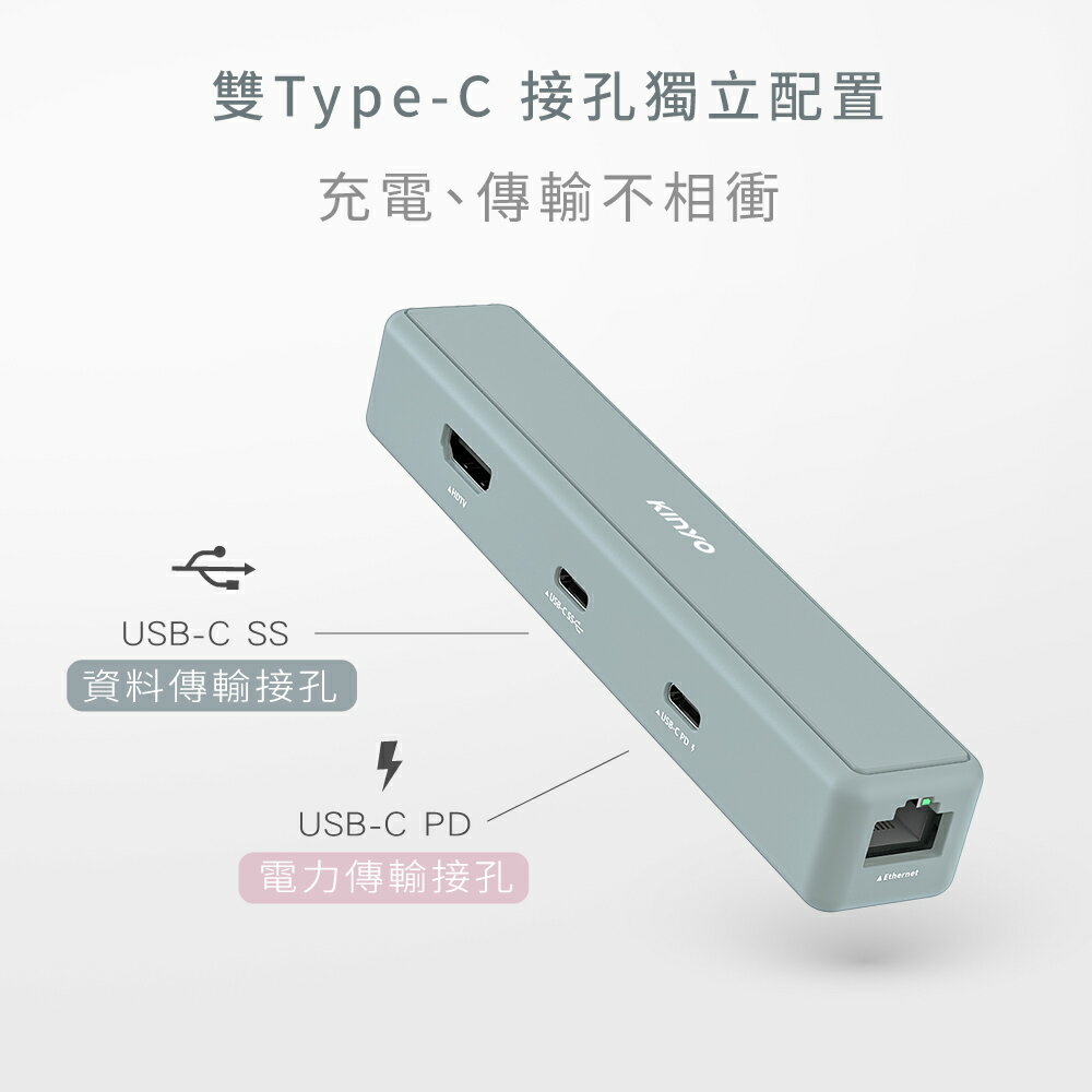 KINYO/耐嘉/六合一多功能擴充座/KCR-518/hub/集線器/PD快充/100w/type-c/otg/hdmi 6