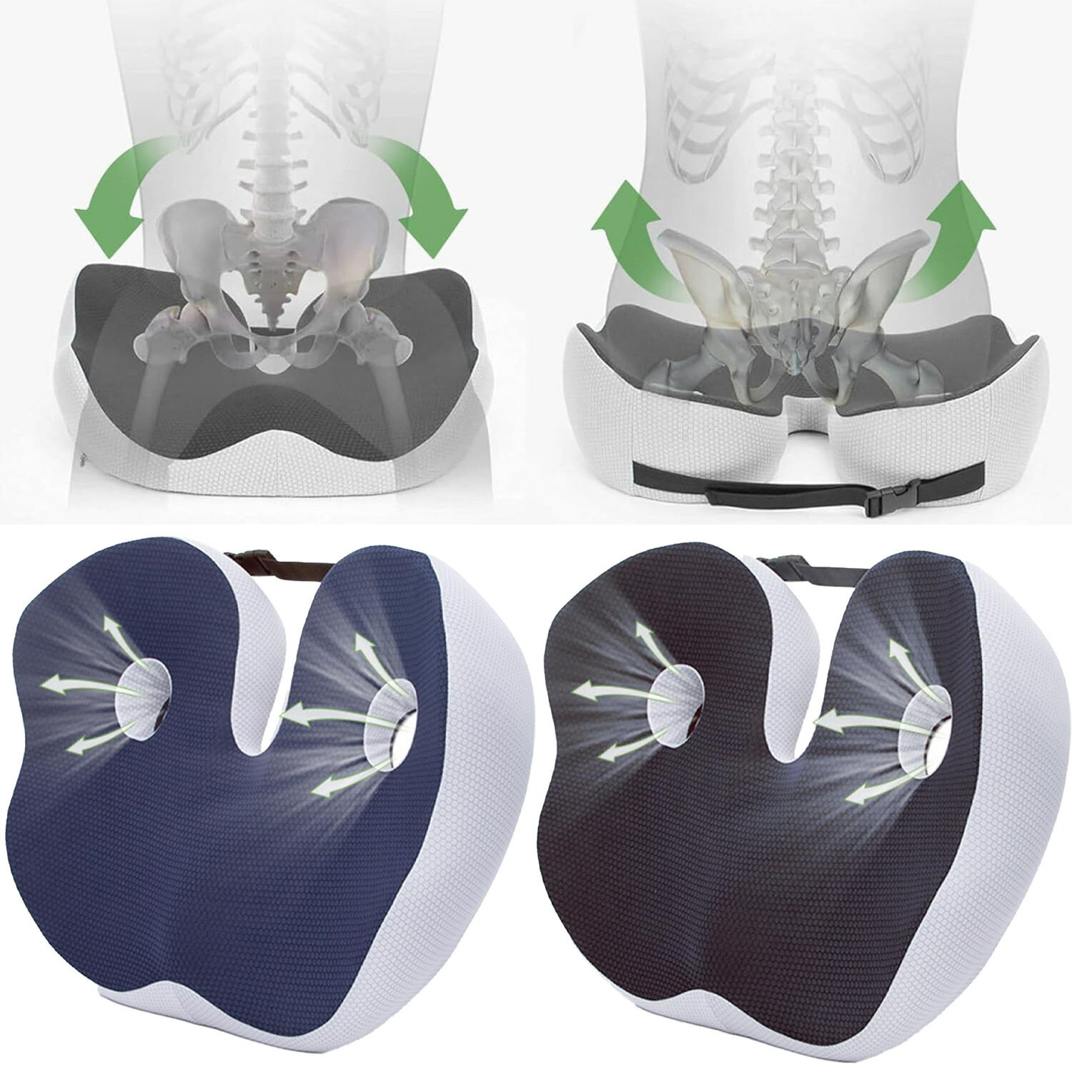 跨境新款加厚美臀座墊記憶棉透氣痔瘡墊辦公室久坐防滑臀屁墊批發