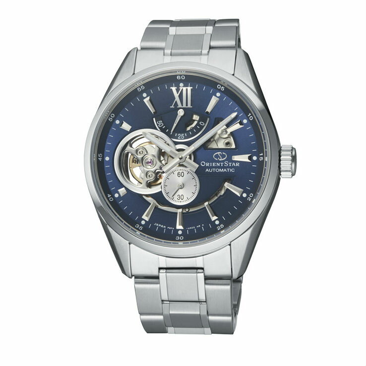 Orient 東方錶 (RE-AV0003L) OPEN HEART系列 鏤空機械錶 鋼帶款/藍 41mm