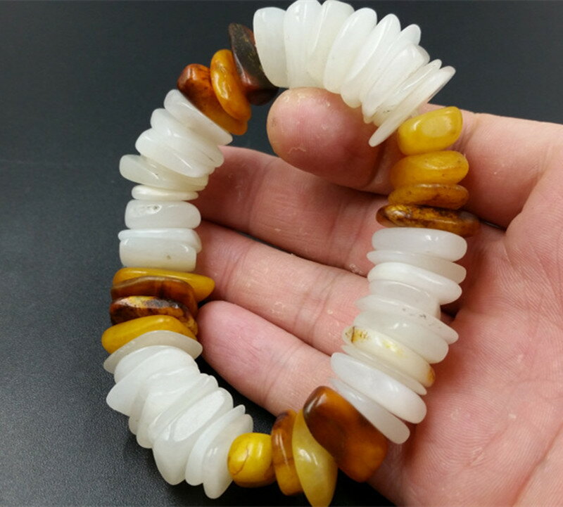 個性新品天然玉石a貨新疆和田玉原石手鏈白玉手串玉石手鏈