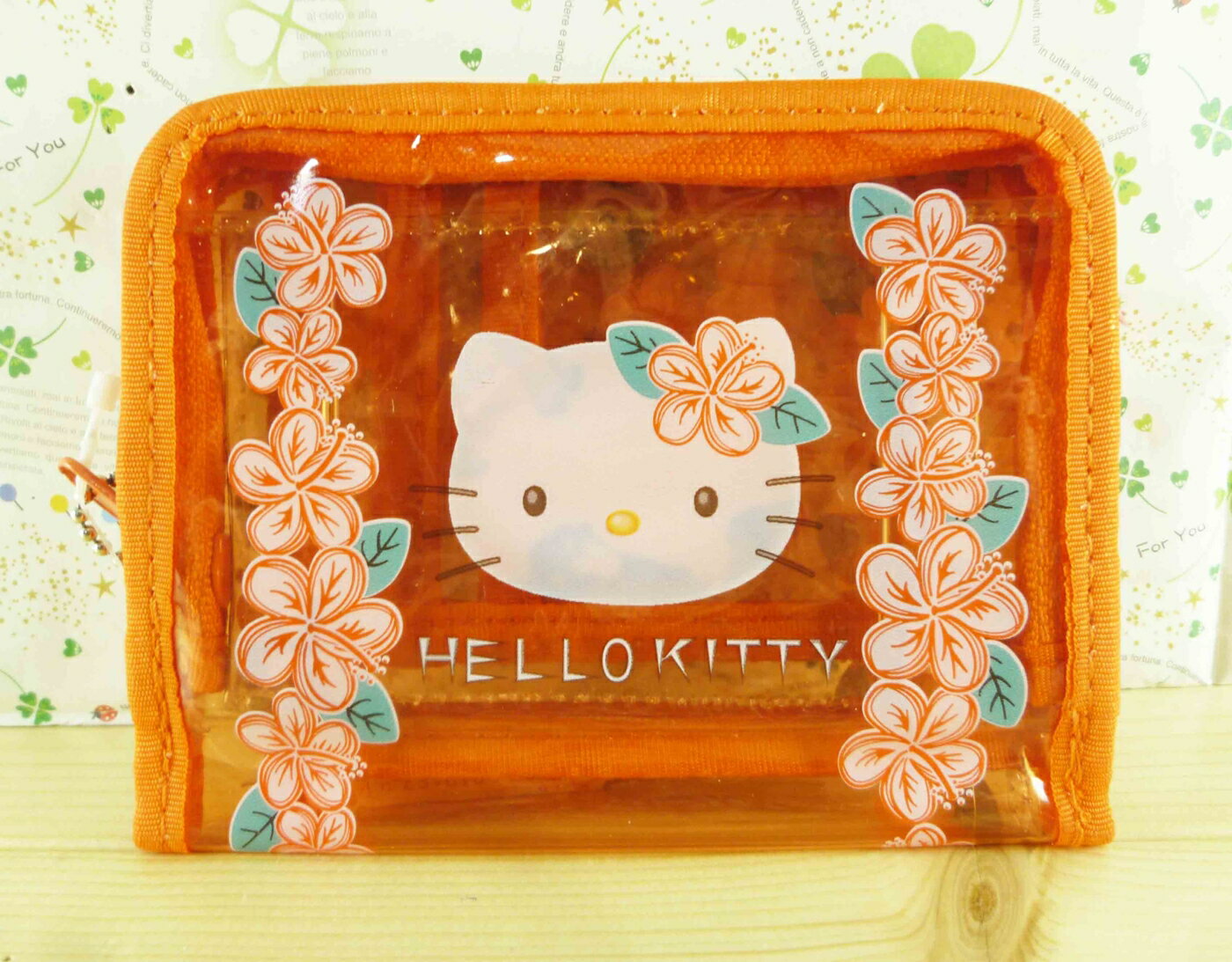 【震撼精品百貨】Hello Kitty 凱蒂貓-凱蒂貓皮夾/短夾-橘花 震撼日式精品百貨