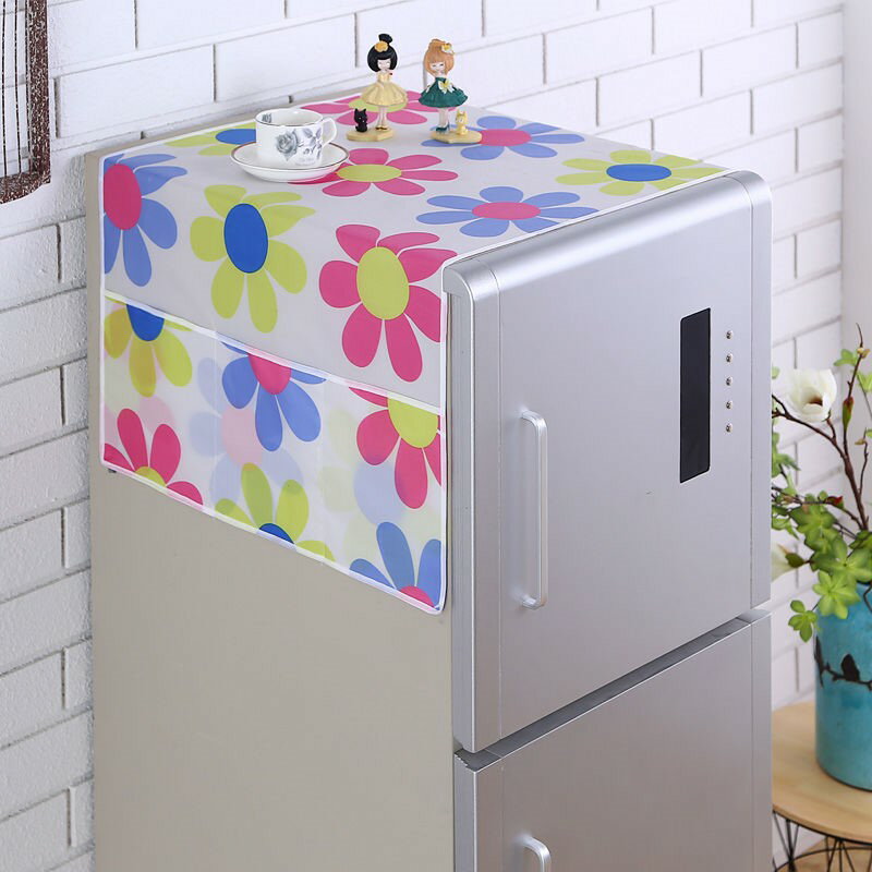 雙對開門冰箱巾蓋布單開門冰箱罩防塵罩布藝家用防水防曬洗衣機。