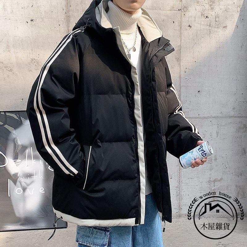 男士冬季羽絨服連帽青年學生加厚寬版時尚潮流外套大碼男【木屋雜貨】