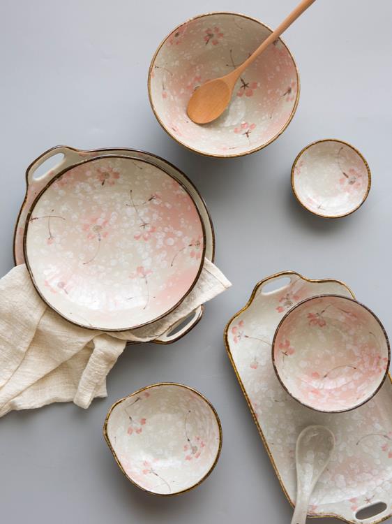 雪櫻花日式陶瓷餐具送禮碗碟套裝家用菜盤魚盤碗盤筷組合 城市玩家