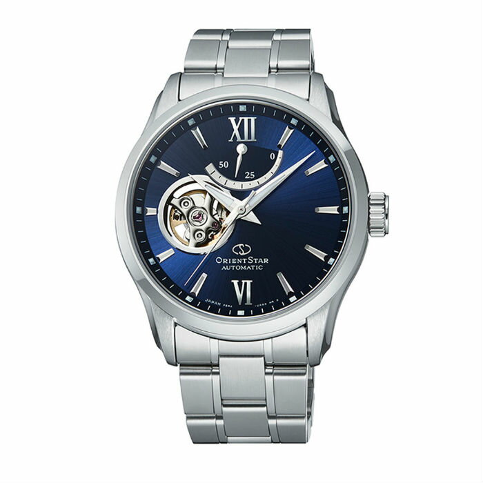 Orient 東方錶 (RE-AT0001L) OPEN HEART系列 小鏤空機械錶 鋼帶款/藍 39.3mm