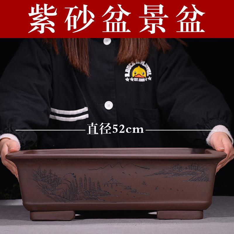 {公司貨 最低價}宜興紫砂花盆長方盆景盆君子蘭陶瓷花盆盆景花盆方形花盆室內花盆