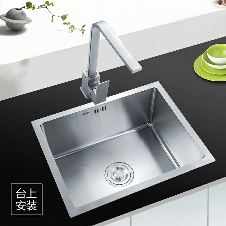 德國304不銹鋼加厚廚房手工水槽單槽洗菜盆大洗碗池臺上盆臺下盆 2