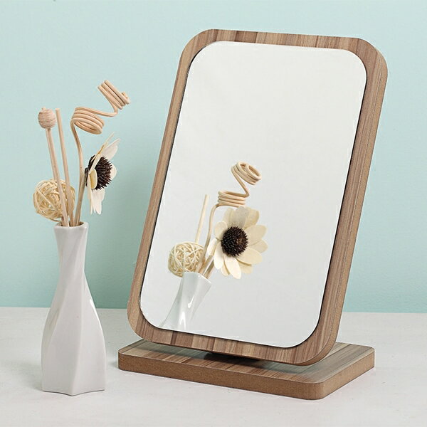 (收納空間)木制大號方形單面化妝鏡預購七天