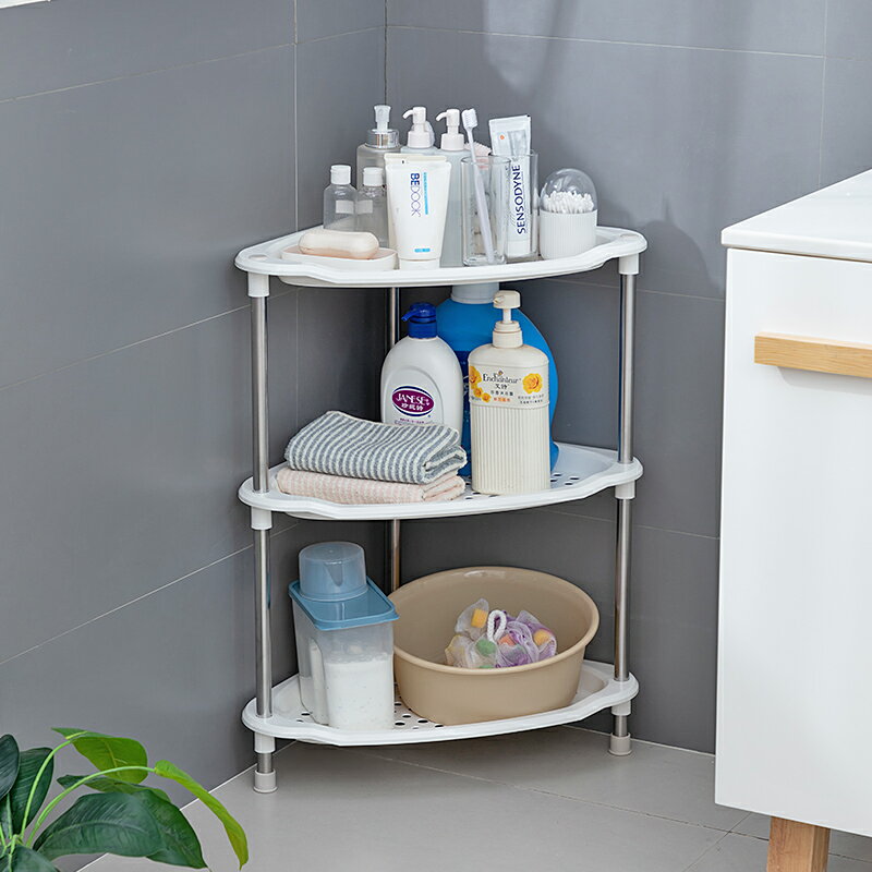 浴室置物架落地式衛生間洗手間多層三角架臉盆收納架子塑料儲物架