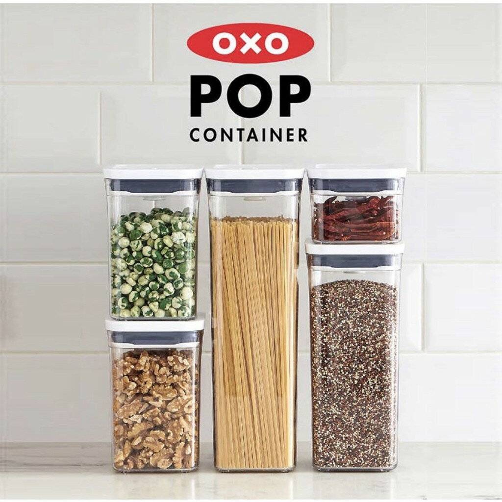 🌞快速出貨 附發票🌞正方形按壓 保鮮盒 0.4L 2.1L OXO POP 按壓 輕巧 保鮮 調味料 3