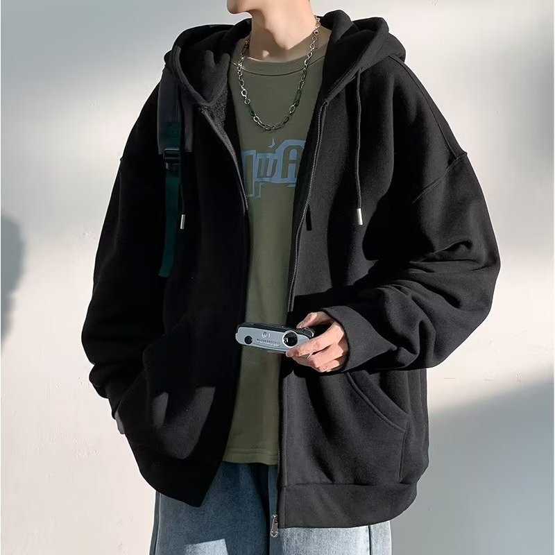 【有貨|】 刷毛外套 外套男 韓國原版 高質量華棉 連帽外套 大尺碼M-5XL 男外套港風 情侶休閑衛衣 情侶外套