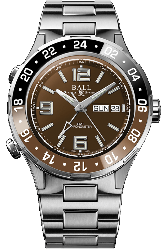 BALL 波爾錶 Roadmaster Marine GMT 瑞士天文台機械錶(DG3030B-S3C-BR)-40mm-咖啡面鈦鋼帶【刷卡回饋 分期0利率】【APP下單點數4倍送】