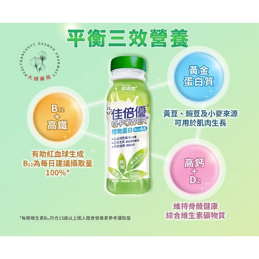 🌈大順藥局🌈佳倍優 植物蛋白 (無糖不甜) 1箱24瓶-宅配 / 半箱12瓶-超商取貨 / 6瓶-超商取貨
