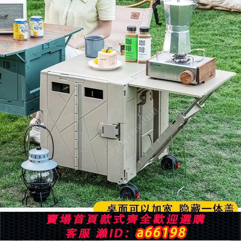 【臺灣公司 可開發票】戶外露營野餐拉桿車擺攤小推車折疊便攜購物買菜手拉車露營箱帶輪