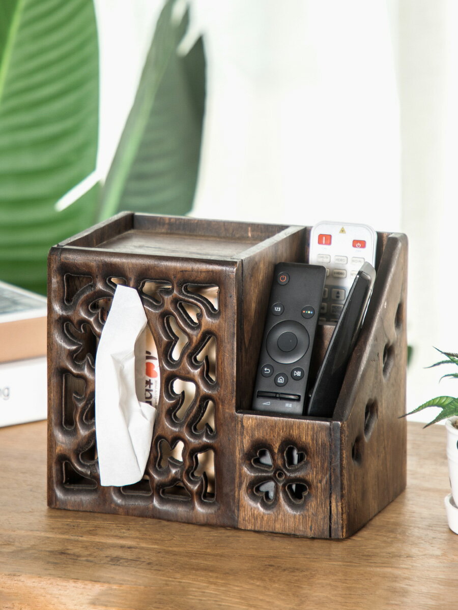 客廳茶幾桌面實木多功能紙巾盒遙控器收納盒創意木質紙抽盒抽紙盒