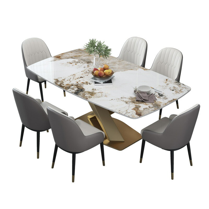 【免運】美雅閣| 巖板餐桌椅組合現代簡約經濟型意式輕奢長方形小戶型家用餐廳飯桌