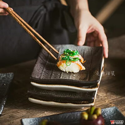 【堯峰陶瓷】日式雲海天目系列四角長方盤(單入) 水果盤|壽司盤|早餐盤|西盤餐|蛋糕盤|套組餐具系列|餐廳營業用|日式餐具系列