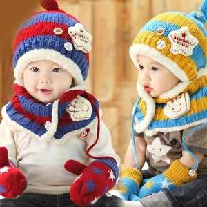 韓版寶寶帽子秋冬6-12個月嬰兒帽子1-2歲男女兒童保暖加絨毛線帽0
