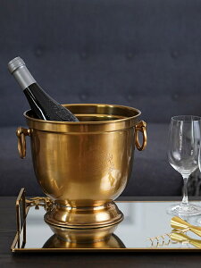 印度進口黃銅加厚紅酒香檳冰桶奢華復古酒吧餐廳冰鎮酒具花器