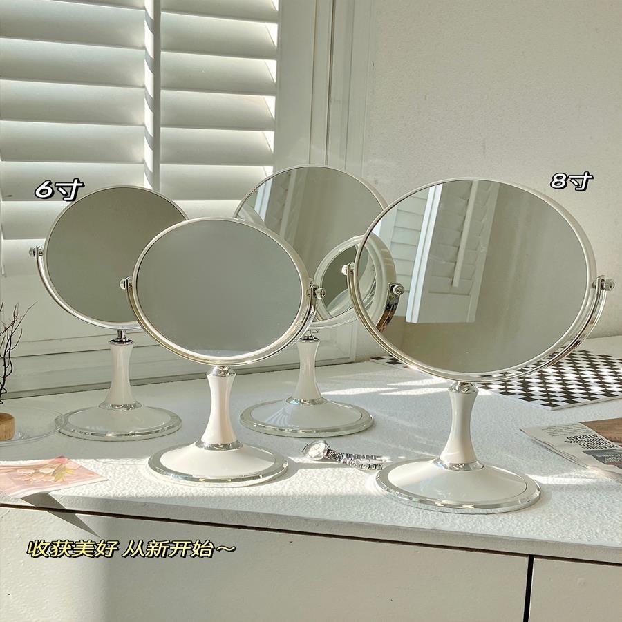 折疊桌鏡化妝鏡鏡子臺式桌面簡約ins風高級感學生宿舍化妝臺雙面梳妝鏡女