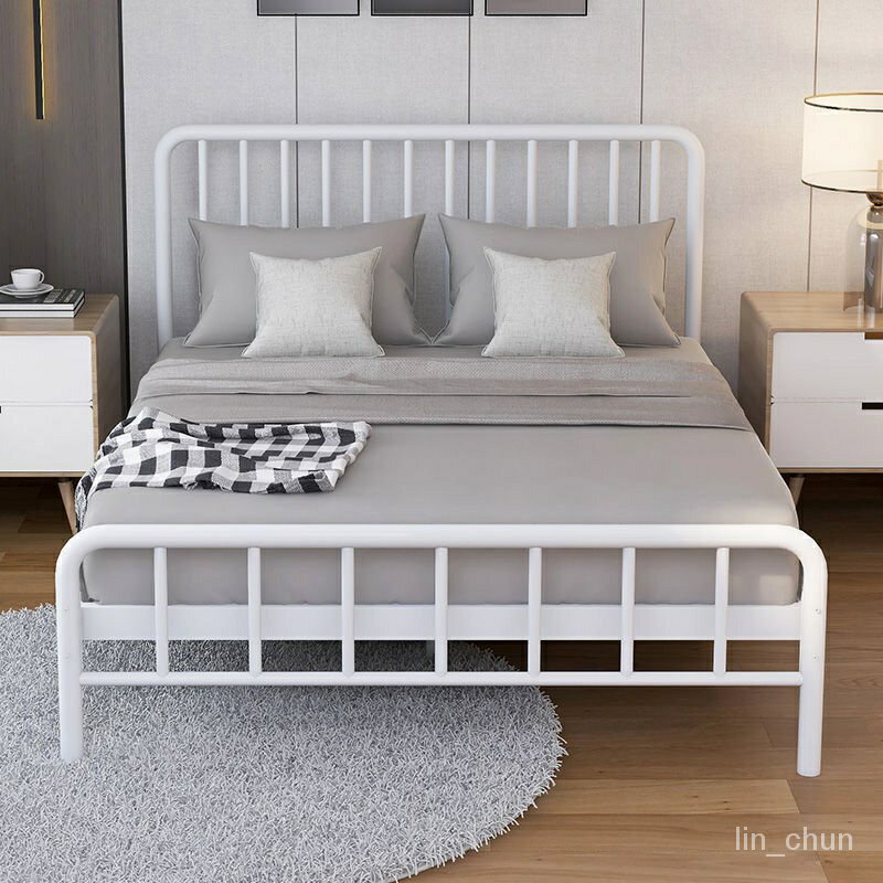 鐵床架鐵藝床雙人單人1.5米鐵架床1.8m宿捨床1.2現代簡約床架單人床架鐵床床寢具雙人床架雙層床鐵床架